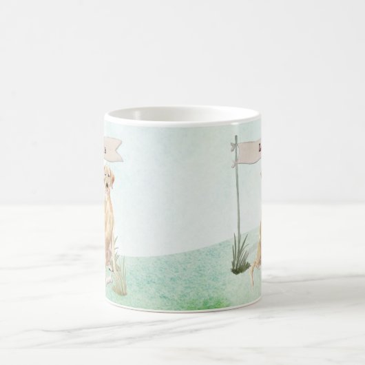 Aangepaste naam gele labdoosje koffiemok (Center)