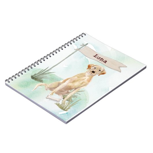 Aangepaste naam gele labdoosje notitieboek (Linkerzijde)