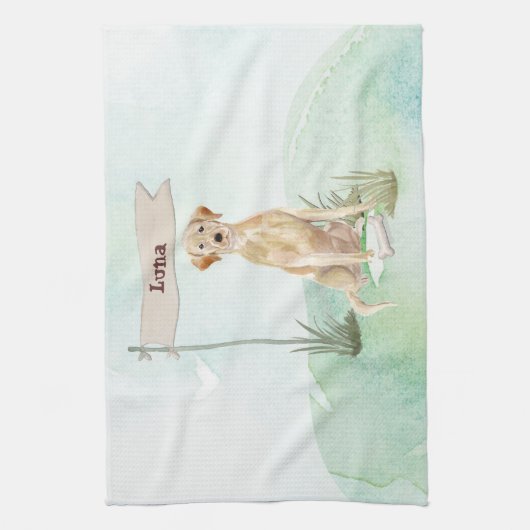 Aangepaste naam gele labdoosje theedoek (Verticaal)