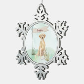 Aangepaste naam gele labdoosje tin sneeuwvlok ornament (Rechts)