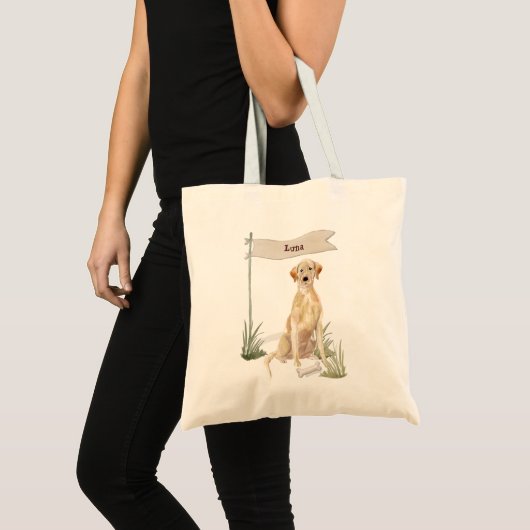 Aangepaste naam gele labdoosje tote bag (Voorkant (product))