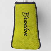 Aangepaste naam gele leder golfheadcover (Draai 90)