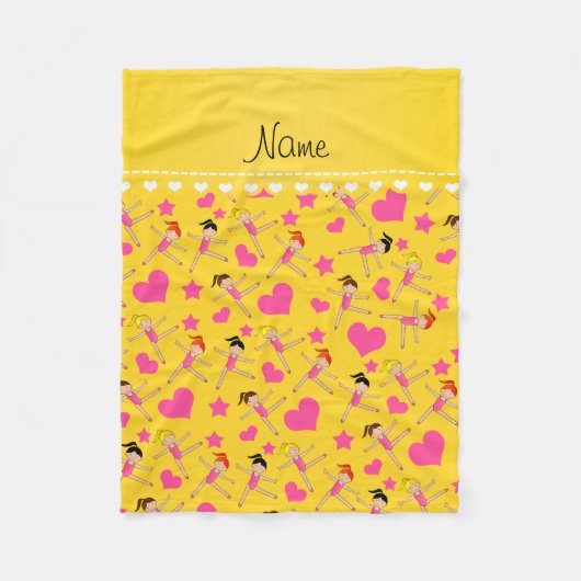 Aangepaste naam gele meisjeszymnalen hartsterren fleece deken (Voorkant)