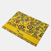 Aangepaste naam gele mountainbikes deurmat (Schuin)