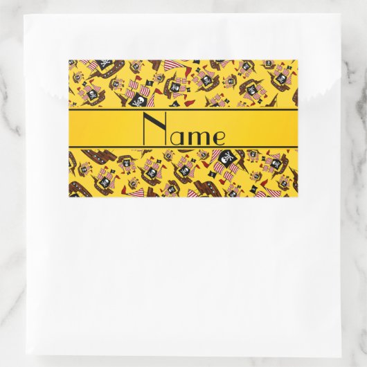 Aangepaste naam gele piratenschepen rechthoekige sticker (Tas)