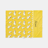 Aangepaste naam gele regenboogeenhoorns fleece deken (Voorkant (Horizontaal))