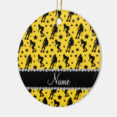 Aangepaste naam gele roller derby sterren keramisch ornament (Links)