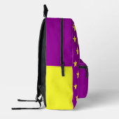 Aangepaste naam gele sterren op paarse bedrukte rugzak (Links)