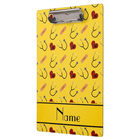 Aangepaste naam gele stethoscoopverband klembord (Links)