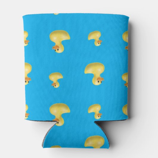 Aangepaste naam gele stripe hemelblauwe rubbereend blikjeskoeler (Achterkant)