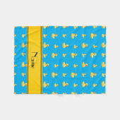 Aangepaste naam gele stripe hemelblauwe rubbereend fleece deken (Voorkant (Horizontaal))