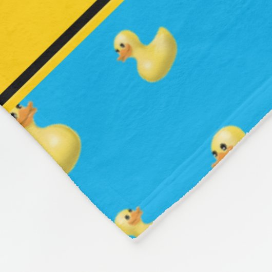 Aangepaste naam gele stripe hemelblauwe rubbereend fleece deken (Hoek)