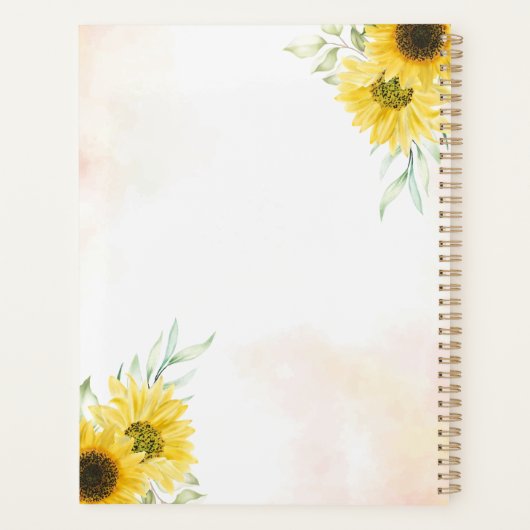 Aangepaste naam Gele Zonnebloem 2023 Planner (Achterkant)