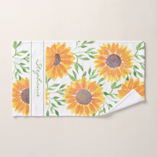 Aangepaste naam Gele Zonnebloem Bad Handdoek (Handdoek)
