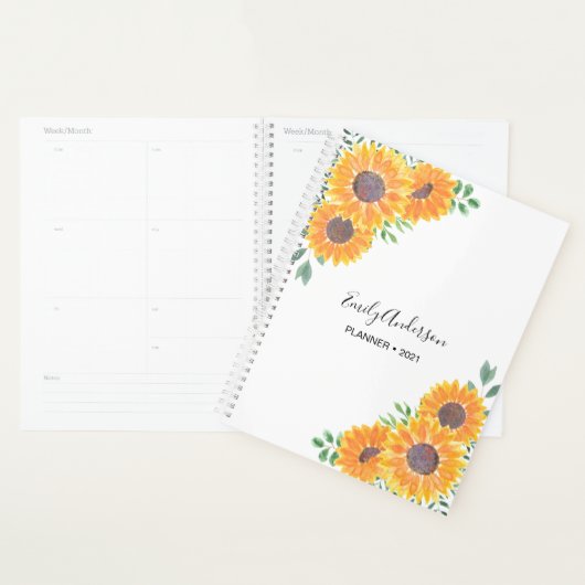 Aangepaste naam Gele Zonnebloem Planner (Display)
