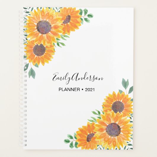 Aangepaste naam Gele Zonnebloem Planner (Voorkant)