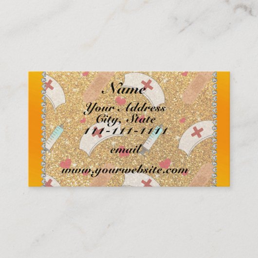 Aangepaste naam gele zuster pet hart visitekaartje (Voorkant)