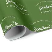 Aangepaste naam gemaakt met Love Green Modern Typo Cadeaupapier (Rol Hoek)