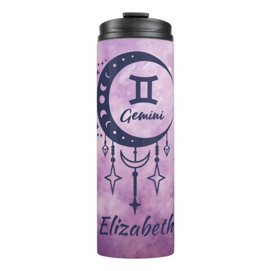 Aangepaste naam Gemini Zodiac teken Thermosbeker (Voorkant)