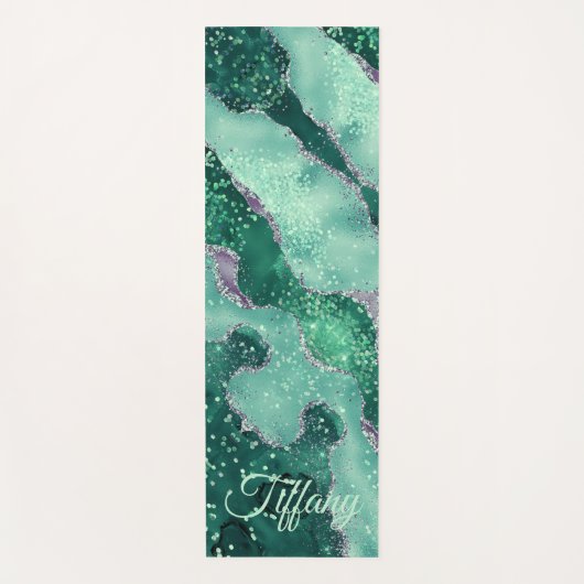 Aangepaste naam Geode Agate Sparkle Rock Green Yogamat (Voorkant)