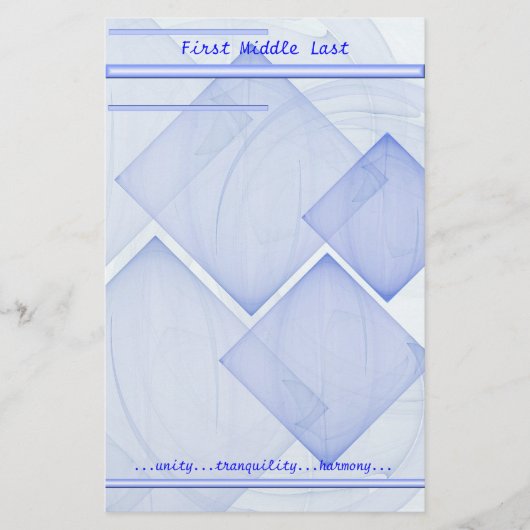Aangepaste naam Geometric Blue Abstract Briefpapier (Voorkant)