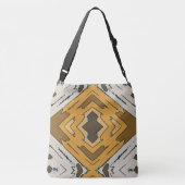 Aangepaste naam geometrisch rustiek bruin goud crossbody tas (Achterkant)