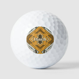 Aangepaste naam geometrisch rustiek bruin goud golfballen