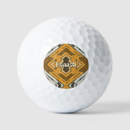 Aangepaste naam geometrisch rustiek bruin goud golfballen (Voorkant)