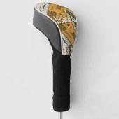 Aangepaste naam geometrisch rustiek bruin goud golfheadcover (Schuin)