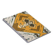 Aangepaste naam geometrisch rustiek bruin goud notitieboek (Rechterzijde)