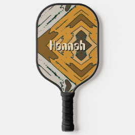 Aangepaste naam geometrisch rustiek bruin goud pickleball paddle