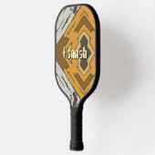 Aangepaste naam geometrisch rustiek bruin goud pickleball paddle (Links)