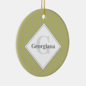 Aangepaste Naam Geometrische Warm Neutral Polka Do Keramisch Ornament (Rechts)