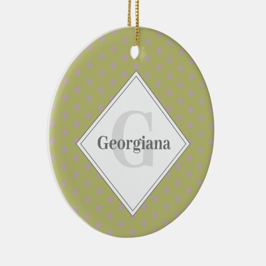 Aangepaste Naam Geometrische Warm Neutral Polka Do Keramisch Ornament (Rechts)