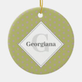 Aangepaste Naam Geometrische Warm Neutral Polka Do Keramisch Ornament (Voorkant)