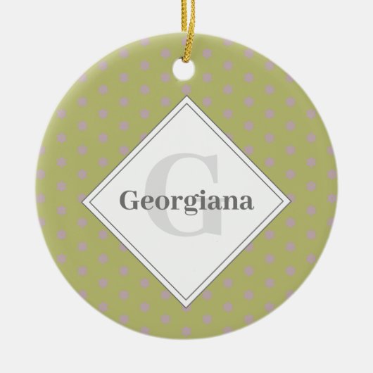 Aangepaste Naam Geometrische Warm Neutral Polka Do Keramisch Ornament (Voorkant)