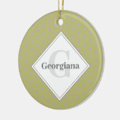 Aangepaste Naam Geometrische Warm Neutral Polka Do Keramisch Ornament (Links)