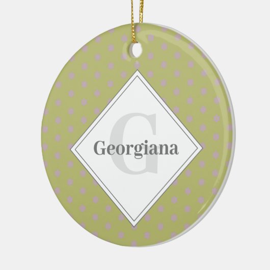 Aangepaste Naam Geometrische Warm Neutral Polka Do Keramisch Ornament (Links)