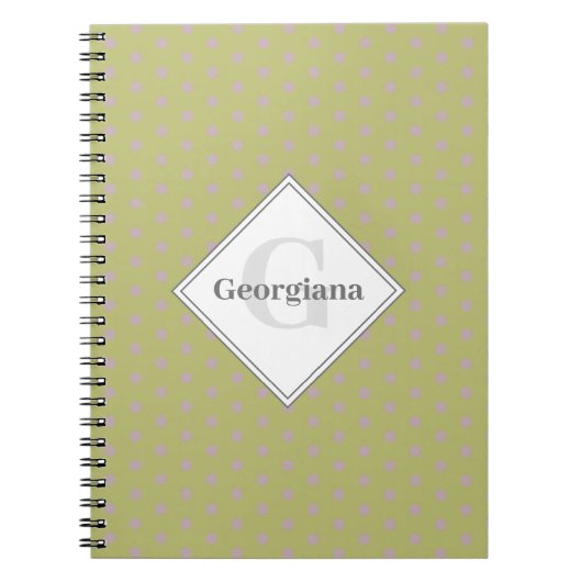 Aangepaste Naam Geometrische Warm Neutral Polka Do Notitieboek (Voorkant)