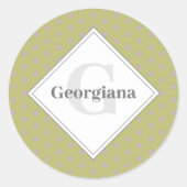 Aangepaste Naam Geometrische Warm Neutral Polka Do Ronde Sticker (Voorkant)