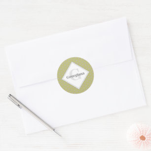 Aangepaste Naam Geometrische Warm Neutral Polka Do Ronde Sticker