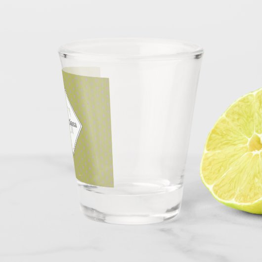 Aangepaste Naam Geometrische Warm Neutral Polka Do Shot Glas (Rechts)