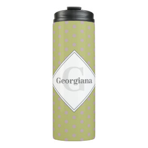Aangepaste Naam Geometrische Warm Neutral Polka Do Thermosbeker