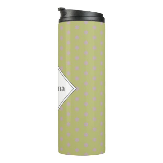 Aangepaste Naam Geometrische Warm Neutral Polka Do Thermosbeker (Geroteerd rechts)