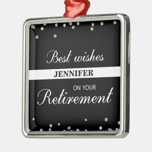 Aangepaste naam, gepensioneerde gefeliciteerd zwar metalen ornament (Links)