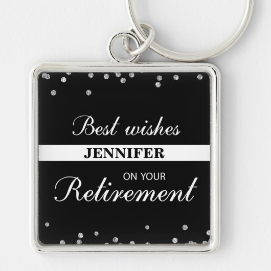 Aangepaste naam, gepensioneerde gefeliciteerd zwar sleutelhanger (Voorkant)