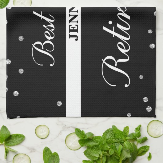 Aangepaste naam, gepensioneerde gefeliciteerd zwar theedoek (Gevouwen)