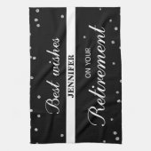 Aangepaste naam, gepensioneerde gefeliciteerd zwar theedoek (Verticaal)