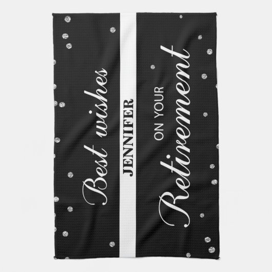 Aangepaste naam, gepensioneerde gefeliciteerd zwar theedoek (Verticaal)