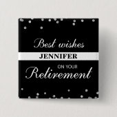 Aangepaste naam, gepensioneerde gefeliciteerd zwar vierkante button 5,1 cm (Voorkant)